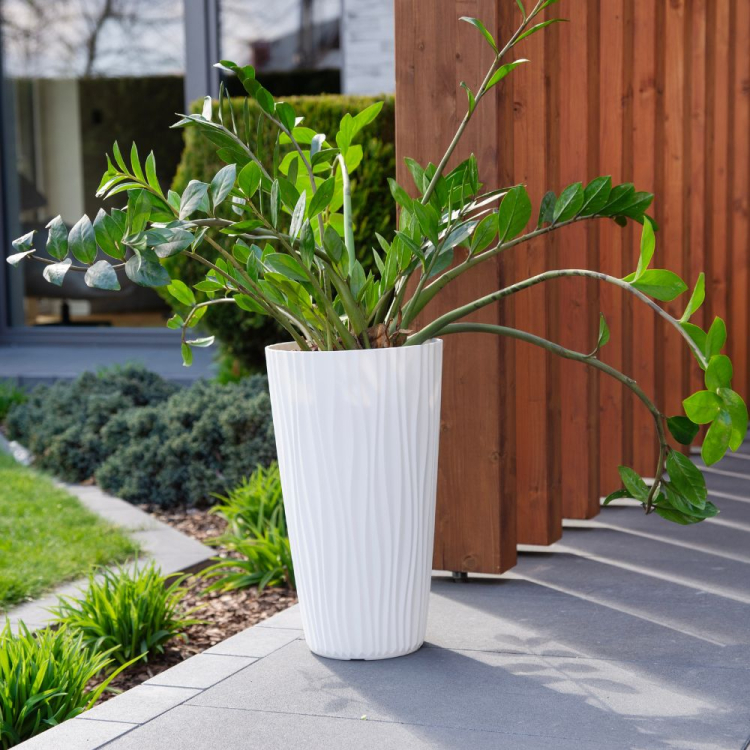 Doniczka z wkładem SAHARA WYSOKA 28x50cm biała